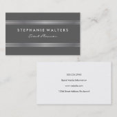 Carte De Visite Argent et gris métalliques simples et modernes (Devant / Derrière)
