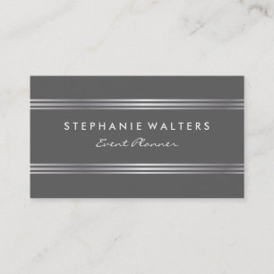 Carte De Visite Argent et gris métalliques simples et modernes