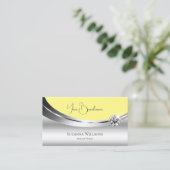 Carte De Visite Argent et jaune élégant avec diamant étincelant (Debout devant)