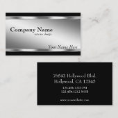 Carte De Visite Argent et noir élégant (Devant / Derrière)