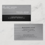 Carte De Visite Argent et noir en métal moderne professionnel (Devant / Derrière)