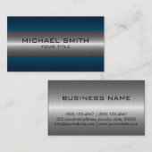 Carte De Visite Argent et regard bleu d'acier inoxydable (Devant / Derrière)