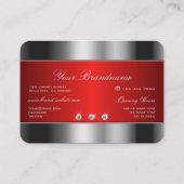 Carte De Visite Argent et rouge de luxe avec strass chatoyants (Dos)