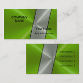 Carte De Visite Argent et vert de luxe métal (Devant / Derrière)