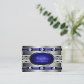 Carte De Visite Argent exceptionnel avec pierres de Bue et Faux (Debout devant)