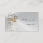 Carte De Visite Argent Fleur Or transparent (Devant)
