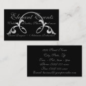 Carte De Visite "Argent fleuri sur noir" (Devant / Derrière)