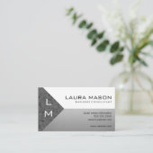 Carte De Visite Argent géométrique à facettes blanc (Debout devant)