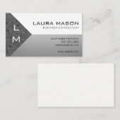 Carte De Visite Argent géométrique à facettes blanc (Devant / Derrière)