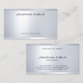 Carte De Visite Argent Glamour Moderne Semblent Élégant Simple Pla (Devant / Derrière)