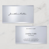 Carte De Visite Argent Glamour Moderne Semblent Élégant Simple Pla (Devant / Derrière)