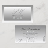 Carte De Visite Argent Gris Blanc Ombre Bijoux étincelants Initial (Devant / Derrière)