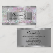 Carte De Visite Argent gris bleu marbre cadre Planificateur d'évén (Devant / Derrière)