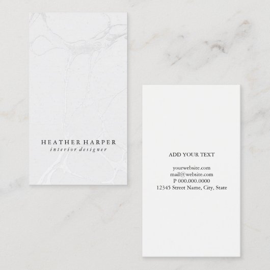 Carte de visite - argent gris de marbre (Devant / Derrière)