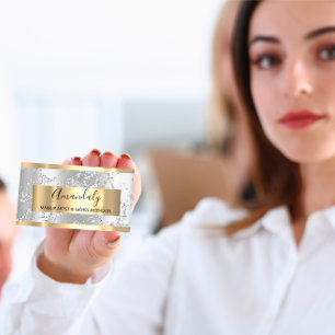 Carte De Visite Argent Gris Gris Marbre Beauté Boutique Gris