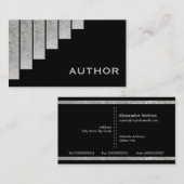 Carte De Visite Argent gris, noir rayures verticales auteur (Devant / Derrière)
