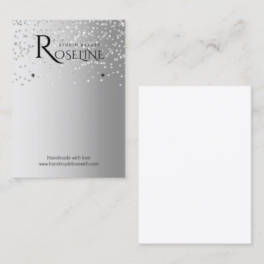 Carte De Visite Argent gris parties scintillant blanche présentati (Devant / Derrière)