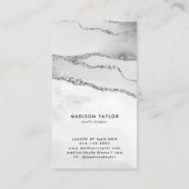 Carte De Visite Argent gris Parties scintillant marbre Agate Bijou (Dos)