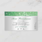 Carte De Visite Argent Lumière Émeraude Vert Parties scintillant (Dos)