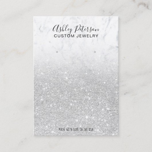 Carte De Visite Argent marbre parties scintillant bijouterie (Devant)