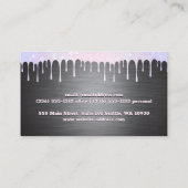 Carte De Visite Argent métallique brossé | Bokeh Sparkle Drip (Dos)