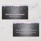 Carte De Visite Argent métallique brossé | Bokeh Sparkle Drip (Devant / Derrière)