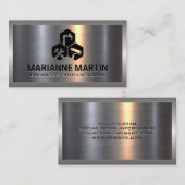 Carte De Visite Argent métallique brossé | Service de réparation d (Devant / Derrière)