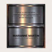 Carte De Visite Argent métallique en aluminium brossé | Bordure mé (Extérieur déplié)