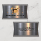 Carte De Visite Argent métallique en aluminium brossé | Bull Dozer (Devant / Derrière)