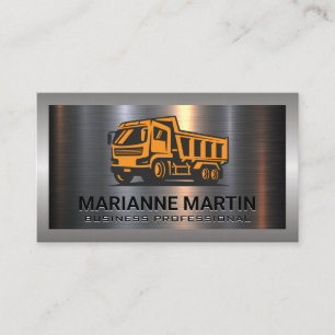 Carte De Visite Argent métallique en aluminium brossé   Camion de 