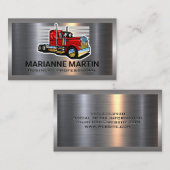 Carte De Visite Argent métallique en aluminium brossé | Camion Sem (Devant / Derrière)