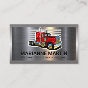 Carte De Visite Argent métallique en aluminium brossé   Camion Sem