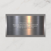 Carte De Visite Argent métallique en aluminium brossé | Ciseaux (Dos)
