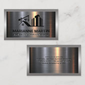 Carte De Visite Argent métallique en aluminium brossé | Constructi (Devant / Derrière)