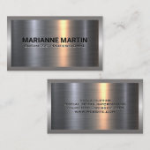 Carte De Visite Argent métallique en aluminium brossé | Frontière  (Devant / Derrière)