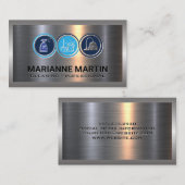 Carte De Visite Argent métallique en aluminium brossé | Icônes de  (Devant / Derrière)