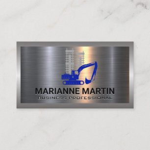 Carte De Visite Argent métallique en aluminium brossé Logo Bull