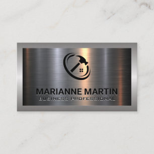 Carte De Visite Argent métallique en aluminium brossé   Logo de co