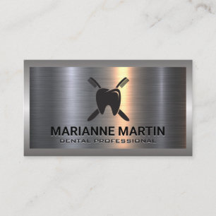 Carte De Visite Argent métallique en aluminium brossé   Logo denta
