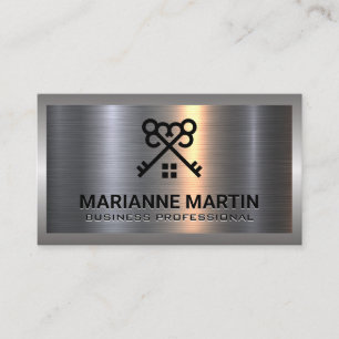 Carte De Visite Argent métallique en aluminium brossé   Logo des t