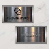 Carte De Visite Argent métallique en aluminium brossé | Logo du ma (Devant / Derrière)
