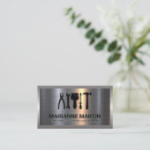 Carte De Visite Argent métallique en aluminium brossé | Logo du ma (Debout devant)