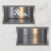 Carte De Visite Argent métallique en aluminium brossé | Logo du to (Devant / Derrière)