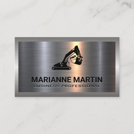 Carte De Visite Argent métallique en aluminium brossé | Logo Earth (Devant)