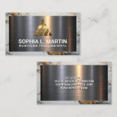 Carte De Visite Argent métallique en aluminium brossé | Marbre or (Devant / Derrière)