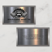 Carte De Visite Argent métallique en aluminium brossé | Poistons s (Devant / Derrière)