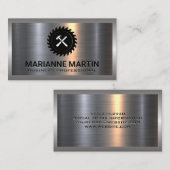 Carte De Visite Argent métallique en aluminium brossé | Vis circul (Devant / Derrière)