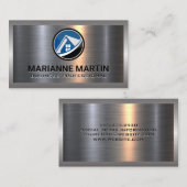 Carte De Visite Argent métallique en aluminium | Logo de la maison (Devant / Derrière)