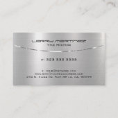 Carte De Visite Argent métallique moderne en aluminium brossé look (Dos)