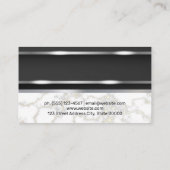 Carte De Visite Argent Métallisé | Découpe métallique Marbre blanc (Dos)